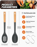 Silicone Cooking Spoons, Great for Scooping Sides and Serving Hearty Stews, BPA-Free Matte Silicone, Wooden Handle Serving Spoon for Nonstick Cooking Surfaces (Grey) by CozyNest Decor