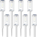 Solar Pathway Lights 8 Pack Solar Outdoor Lights with LED Tungsten Filament Bulb Waterproof Stainless Steel Garden Lighting for Outside Driveway Landscape Lawn Path Christmas (White) by GreenHaven Gardens