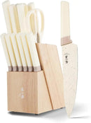 Zhang Xiao Quan Since 1628 15Piece Kitchen Knife Set,Knife Block Set with Ceramic-Coated Blade Ergonomic Handle(Cream) by CozyNest Decor