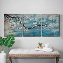 3 Piece Wall Art Hand-Painted Framed Flower Oil Painting On Canvas Gallery Wrapped Modern Floral Artwork for Living Room Bedroom Décor Teal Blue Lake Ready to Hang 12"x16"x3 panel by CozyNest Decor