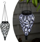 Solar Hanging Lantern Outdoor Lights, Tear-Shaped 15 LEDs Cool White Hanging Lights with S Hooks Decor in Garden, Yard, Pathway, Front Door and Landscape by GreenHaven Gardens