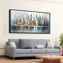 DUNHUANG ART Modern New York City Skyline Wall Art - Large Framed Abstract Canvas Painting for Home & Office Decor - Vibrant NYC Cityscape Picture - 30"x60" by CozyNest Decor