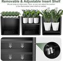 Tall Metal Cube Planter for Outdoor Plants 20" L x 20" W x 20" H, Heavy Duty Steel Rectangular Planter Box with Removable Insert Shelf, Modern Décor for Outside, Indoor, Garden (Black) by CozyNest Decor