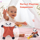 Organic Cotton Stuffed Animal Rattle Baby Toys, Organic Panda Cuddle Cloth & Organic Panda Activity Ring Plush Toy Set for Newborns Infant Boys Girls, 2 PCS by TinyTreasures Baby Boutique