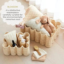 BEBE BASK Unique Wavy Scalloped Basket Set Of 2 - Scallop Basket - 16 x 10 x 7 In - Hand-Woven Elegant Wicker With Scalloped Edge Lid - Nursery Storage - (Earthy) by GreenHaven Gardens