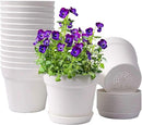 homenote Pots for Plants, 15 Pack 6 Inch Plastic Planters with Multiple Drainage Holes and Trays,Plant Pots for All Home Garden Flowers Succulents (White) by CozyNest Decor