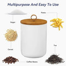 Large Ceramic Storage Jars, Modern Elegant Highly Polished Airtight Gorgeous Storage Canisters with Wooden Lid Food Storage Jar for Kitchen Spice Tea Vanilla Sugar Coffee Beans (White) by CozyNest Decor
