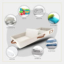 HOMELUX THEORY 2pc Low Profile Under Bed Storage Containers, Thin Under Couch Storage Organizer with Bins & Lids, Underbed Storage Box Ideal for Seasonal Clothes, Blankets, Fabric & Shoes (Ivory) by CozyNest Decor