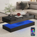 Uspeedy 47.3IN High Glossy LED Coffee Table,Modern Coffee Tables for Living Room,Living Rooms Tables,Large Living Room Furniture,APP LED Lights,Black/White Coffee Table for Livings Room (Black) by CozyNest Decor