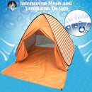 Pop Up Beach Tent Shade Sun Shelter UPF 50+ Canopy Cabana 2-3 Person for Adults Baby Kids Outdoor Activities Camping Fishing Hiking Picnic Touring (Orange Stripes) by TinyTreasures Baby Boutique
