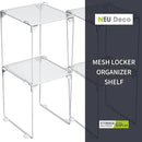 Neudeco Pack 2, Mesh Locker Shelf, Stackable Extra Tall Locker Organizer, Collapsible and Metal Mesh Build, Fits Standard Size, Suitable for School, Work, Kitchen, Bathroom (White) by CozyNest Decor