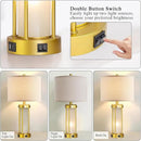RORIA Modern Table Lamps for Living Room Set of 2, Farmhouse Bedroom Lamps for Nightstands with Dual USB Ports, Gold Bedside Lamps with White Frosted Glass Nightlight, 4 Bulbs Includes (Gold) by CozyNest Decor