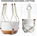 43 Inch Macrame Plant Hanger - Fits 6-15 Inch Pots, Extra Long Hanging Planter Holder for Indoor Outdoor, with Red Wood Beads, Boho Home Decor, 2 Pack, Ivory (POTS NOT Included) by GreenHaven Gardens