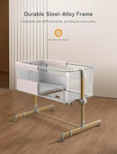 Baby Bassinet Bedside Sleeper, besrey Bedside Bassinet for Newborn Infant with Comfy Mattress, 9 Height Positions, Adjustable Bedside Crib with 360° Swivel Wheels Bassinet for Baby with Storage Basket by CozyNest Decor