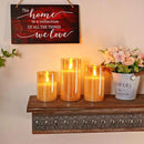 Homemory Amber Glass Flameless Candles, Battery Operated LED Pillar Candles with Remote Control and Timer, Radiance Candles, Real Wax, Set of 3,D3 xH4 5" 6" by CozyNest Decor