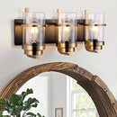 Black Gold Vanity Lights,3 Lights Bathroom Light Fixtures,Gold Finish Industrial Modern Wall Sconces 3 Lights,Bathroom Wall Lights(Bulbs not Included) by CozyNest Decor