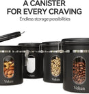 Veken Coffee Canister with Window, Airtight Stainless Steel Kitchen Food Storage Container with Lids, Date Tracker and Scoop for Grounds Coffee, Beans, Tea, Flour, Cereal, Sugar Jars, 16OZ, Black by CozyNest Decor