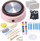 VEVOR Mini Pottery Wheel, 6 inch Turntable, Forward and Reverse Rotation, Adjustable Speed, Electric Clay Wheel for Kids and Beginners, with Shaping Tools, for Home DIY, Pottery Classes, Pink by TinyTreasures Baby Boutique