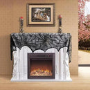 Hommtina 4 Pack Halloween Decorations Tablecloth Runner Black Lace Round Spider Cobweb Table Cover Fireplace Mantel Scarf Spiderweb with 60 Pcs 3D PVC Scary Black Bat Sticker Halloween Party Supplies by CozyNest Decor