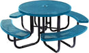 Heavy-Duty Portable Outdoor Picnic Table with Umbrella Hole, Punched Steel Commercial-Grade Patio Dining Furniture Made in America (46" Round Top, Light Blue) by CozyNest Decor
