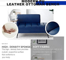 Sofa,Bed Bench,Small Spaces Furniture,Polyurethane Leather,Wood Frame,High Density Sponge Infillings,360-Degree Swivel Tray,Black Metal Leg (Blue) by CozyNest Decor