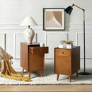 HULALA HOME End Table with Drawer Set of, Modern End Table with USB Ports and Outlets, Wooden Side Table with Storage-Acorn by CozyNest Decor