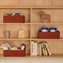 Large Shallow Organizing Baskets 15x11x5.1 Inches - Rope Woven Storage Bins for Bathroom, Shelves, Cube Closet, Red 2 Packs by CozyNest Decor