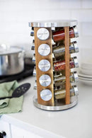 Orii 20 Jar Spice Rack with Spices Included - Tower Organizer for Kitchen Spices and Seasonings, (Natural Acacia Wood) by CozyNest Decor