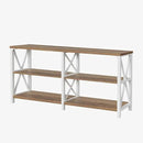 LVB Industrial Entryway Table, Farmhouse Rustic Console Table Behind Couch, Long Metal Sofa Table with Storage Shelf, Modern Hallway Table for Living Room Bedroom,White and Rustic Oak,63 inch by CozyNest Decor