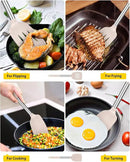 Pack of 2 Silicone Solid Turner, Non Stick Slotted Kitchen Spatulas, High Heat Resistant BPA Free Cooking Utensils, Ideal Cookware for Fish, Eggs, Pancakes(Stainless Steel Khaki) by CozyNest Decor