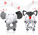 Baby Rattles 0-6 Months Newborn Toys Baby Toys 0-6 Months Rattles for Babies 0-6 Months Infant Toys 0-3 Months, Black & White High Contrast Baby Toys Plush Stuffed Toys for 0 3 6 9 12 Months Girl Boy by TinyTreasures Baby Boutique