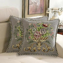 2 Pcs Grey Chenille Vintage Embroidered Throw Pillow Covers 18x18in,Grey Tassel Vintage Pattern Pillow Covers, Floral Embroidered Cushions Covers for Sofa Couch Bed Chairs Car by CozyNest Decor