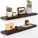 30" Floating Shelves, Live Edge Solid Elm Wood Floating Shelf, Wall Mounted Display Shelves with Heavy-Duty Bracket for Books, Rustic Wooden Shelf for Kitchen, Bathroom, Walnut Color, Set of 2 by CozyNest Decor