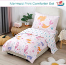 PERFEMET Toddler Bedding Sets Girls 4 Pieces Pink Mermaid Toddler Bed in A Bag Soft Reversible Blush Toddler Bed Set Include Comforter, Flat Sheet, Fitted Sheet, Pillowcase by TinyTreasures Baby Boutique