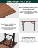 Frylr Small Folding Computer Desk – 55.1 Inch Portable Table for Craft and Study, Lightweight Desk for Small Spaces, Foldable Laptop Table Built-in AC/USB Outlets for Convenience, Dark Walnut by CozyNest Decor