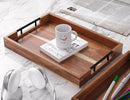 Acacia Wood Serving Tray with Metal Handles,17x12in Ottoman Decorative Trays Platter for Coffee Table,Living Room,Bar,Party(Large) by CozyNest Decor
