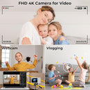 Digital Camera, 44MP 4K Auto Focus Point and Shoot Kids Video Camera with 64GB SD Card 2 Batteries 16X Digital Zoom Compact Portable Small Camera Gifts for Teens Kids Boys Girls(White) by TinyTreasures Baby Boutique