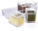 ME.FAN Clear Seasoning Rack Spice Pots - 4 Piece Acrylic Seasoning Box - Storage Container Condiment Jars - Cruet with Cover and Spoon by CozyNest Decor