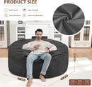 5FT Bean Bag Chair, Large Bean Bag Chairs with Memory Foam Filled, Fluffy Beanbag Sofa with Dutch Velvet Cover, Round BeanBag Chairs for Living Room, Playroom - Grey by TinyTreasures Baby Boutique