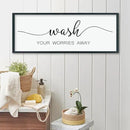 LuZhiQiang Wash Your Worries Away Sign Bathroom Wall Art Decor 40"×15" Large Wood Framed Laundry Room Funny And Artwork Wall Hanging (Black) by CozyNest Decor