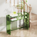 Acrylic Console Table, Entryway Table with Storage Shelves (Green) by CozyNest Decor