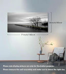 DZL Art S74998 Gray Canvas Prints Modern Minimalist Black and White Lake Trees Landscape Wall Art Painting for Living Room Bedroom Decor Office Wall Decor Home Decoration by CozyNest Decor