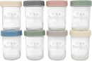 WeeSprout Glass Baby Food Storage Jars w/Lids (8 oz, 8 Pack Set) Snack, Puree, Reusable Small Containers, Breast Milk, Fridge or Freezer, Microwave & Dishwasher Safe, Essential Must Have for Infants by TinyTreasures Baby Boutique