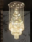 D24''XH86'' Large Chandeliers Modern Pendant Chandelier Lighting Raindrop Crystal Chandelier Flush Mount Ceiling Light for Entryway Staircase Hotel Lobby by CozyNest Decor