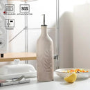 Sweejar Ceramic Olive Oil Dispenser Bottle, 24 Oz Relief Opaque Oil Cruet Protects To Reduce Oxidation, Suitable for Storage Soy Sauce, Coffee Syrup, Liquids, Set of 1 (Gradient FogGray) by CozyNest Decor