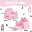 Toddler Chair,Sherpa Bear Kids Chair,Toddler Couch Fold Out,Children Reading Chair,Flip Out Kids Couch,Toddler Sofa Convertible for Age 1-3(Pink Bear) by TinyTreasures Baby Boutique
