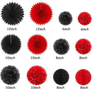 Red Black Party-Decoration Graduation Banner - 14pcs Kits Cap Garland Streamers, Paper Tissue Pom Poms Flowers Fans Honeycomb,Class Of 2025 College High School Grad Decor Hugfond by CozyNest Decor