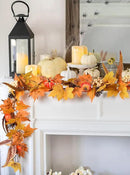 Lvydec Fall Maple Leaves Garland Decoration -6ft Artificial Fall Foliage Garland with White Pumpkins Pine Cone Autumn Decor for Halloween Thanksgiving Home Table Decor by CozyNest Decor