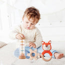 Youuys Wooden Baby Rattle Set (3pcs) - Crochet Rattle Rain Stick Teething Toys, Wooden Montessori Toy for Newborn Infant Baby Rattles Set Toys 3-6 Months (Fox) by TinyTreasures Baby Boutique