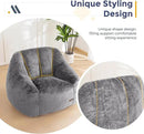 MAXYOYO Bean Bag Chair, Comfy Bean Bag Sofa with Back Support, Faux Fur Bean Bag Chair for Adults and Kids, Stuffed Floor Sofa for Living Room, Bedroom, Apartment, Grey by CozyNest Decor
